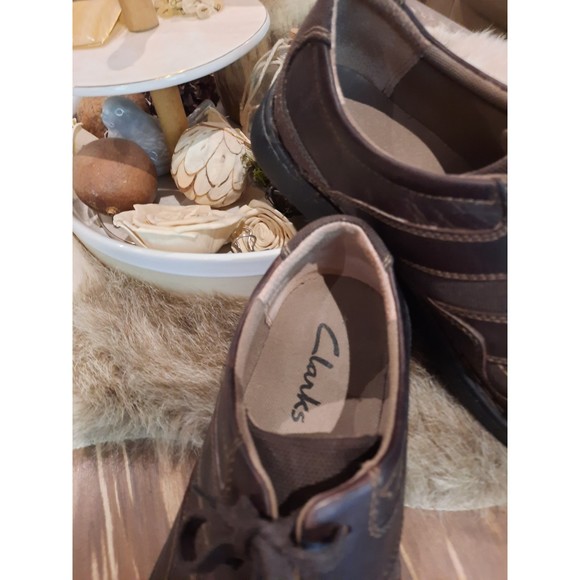 Mens Clarks Bicycle Toe Oxfords Leather Canvas Casual Lace Up Shoe Size 11 86237 - Picture 5 of 6